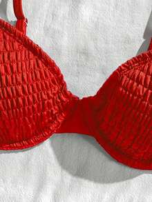 Swim Mod 26SS Spring/Summer Vacation Beach Black Underwire Push-Up Cute Sweet Swimsuit Top - Red - View 5