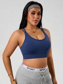 SHEIN Rhythm Era Yoga Fitness Athletic Spaghetti Strap Sports Bra Gym Black And Gold Navy Blue Baby Pink White Summer - Multicolor - View 6