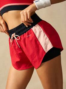 VARSIVA Women's Contrast Color Casual Pocket Drawstring Waist Sports Shorts - Multicolor - View 10