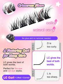 100片自黏式DIY假睫毛簇，蓬鬆貓眼感輕盈混長 8-16mm LC捲度，自然假睫毛套組，適合日常佩戴居家使用 - 黑色 - 查看 7