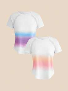 Cheerettes Women's Gradient Color Raglan Short Sleeve Sports T-Shirt - Multicolor - View 3