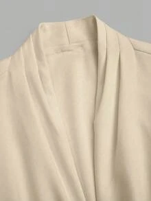 SHEIN Franclia Setelan 2 Potong Wanita Elegan Musim Semi/Panas 2026 Tanpa Lengan dengan Detail Kerut dan Kancing Logam - Khaki - View 6
