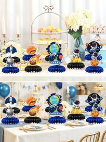9PCS Galaxy Theme Party Decor Set Honeycomb Centerpieces Table Decorations Outer Space Alien Planet Supplies For Birthday Party Celebration Kids Adults Holiday - View 6