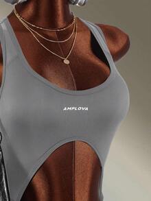 Amplova Mono deportivo de color liso sin espalda y ajuste ceñido - Gris - Ver 6