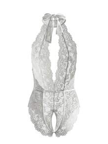 SHEIN 性感蕾絲無肩帶收腰掛脖式女款3件套內衣組（無鋼圈），性感女用內衣，蕾絲性感內衣，性感套裝 - 彩色 - 查看 3