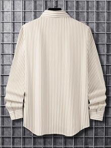 Manfinity Homme Men's Woven Minimalist Blue & White Striped Shirt - Yellow - View 2
