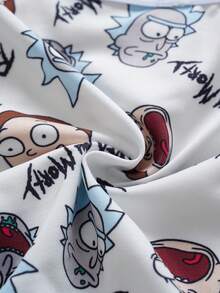Rick and Morty X SHEIN Set Pakaian Dalam Camisole dan Celana Pendek Motif Kartun - Putih - View 12