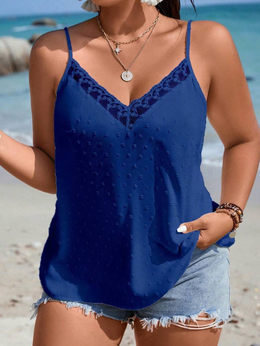 SHEIN LUNE CURVE Camiseta de tirantes casual de verano de unicolor talla grande - azul real - Ver 1