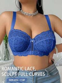 Divavoom Plus Size Lace Underwire Bra, 1pc - Blue - View 6