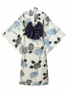Irokai Japanese Traditional Kimono Festival Celebration Vintage Hydrangea Pattern Women's Modified Two Pieces Yukata Set - Multicolor - View 2