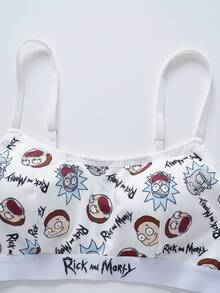 Rick and Morty X SHEIN Set Pakaian Dalam Camisole dan Celana Pendek Motif Kartun - Putih - View 8