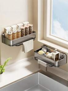 1PC Strong Suction Cup Kitchen Dishcloth Rack Wall Mounted No Drill Multifunctional Sink Sponge Scrubber Steel Wool Holder Organizer For Home Kitchen Farmhouse Cooking Housewarming Gift Must Haves - one size fits all - View 2