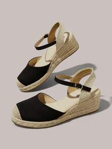 Styleloop Sepatu Wedges & Platform Wanita, Gaya Bohemian, Liburan Pantai, Nuansa Barat, Pakaian Musim Panas, Perlengkapan Perjalanan - Hitam - View 6