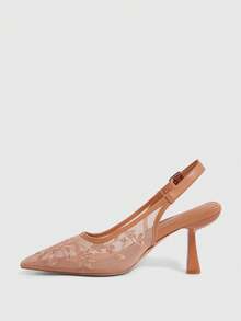 CUCCOO SZL Women's Pointed Toe Glitter Decor Elegant High Heels - Apricot - View 4