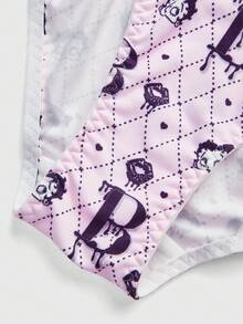 Chillnights Betty Boop x SHEIN 粉色鋼圈模杯聚攏舒適巴爾科內式蕾絲拼接滿版印花女款內衣套裝 - 粉色 - 查看 9
