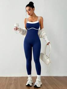 SHEIN Velisys 無縫高彈力瑜伽健身跑步運動連身衣 - 彩色 - 查看 2