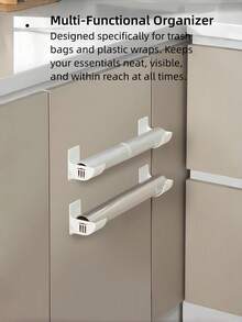 3Pairs Wall Mount Space Saving Large Capacity Kitchen Cabinet Organizer Rack For Cling Wrap Trash Bags Storage Holder Pantry Strong Durable - one size fits all - View 9