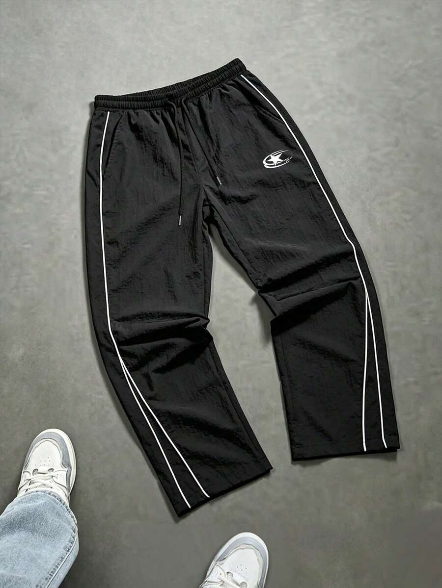 Gym Rark Men's Contrast Trim Sports Long Pants - Black - View 1