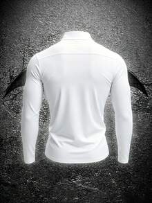 BATMAN X SHEIN RISE LYT Men's Solid Color Stand Collar Slim Fit Sports Jacket - White - View 2