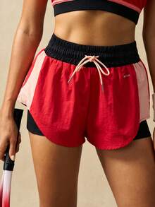 VARSIVA Women's Contrast Color Casual Pocket Drawstring Waist Sports Shorts - Multicolor - View 9