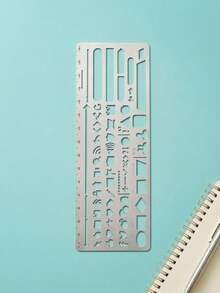 Joivida 1 Peça Régua Estêncil Multifuncional de Metal, Régua Molde Vazado de Aço Inoxidável com 60+ Formas, Molde Portátil DIY para Desenho para Diário, Scrapbooking, Estudo, Escritório & Viagem, com Ícones Fofos & Figuras Geométricas, 5 Estilos Disponíveis - Multicolor - Visão 2