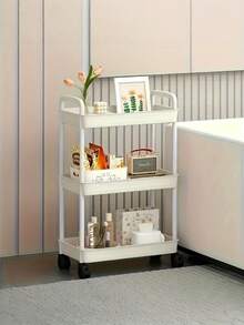 1PC Multi Tier Sturdy Easy Rolling Mobile Detachable Shelves Space Saving Versatile White Black Flat Design Storage Cart For Kitchen Bathroom Bedroom Office Garage - one size fits all - View 3