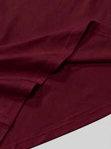 Franclia Kaos Wanita Lengan Pendek Pas Badan dengan Kerah Bordir - Burgundy - View 4