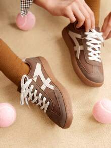CUCCOO EASI Women's Casual Beige Simple Fashion Sneakers Back To School For Christmas - Brown - View 7