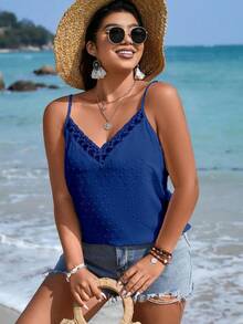 SHEIN LUNE CURVE Camiseta de tirantes casual de verano de unicolor talla grande - azul real - Ver 4
