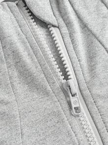 SHEIN 少女輕量拉鍊外套，透氣運動外套，適合跑步、健身、瑜伽，四季通用秋冬女童服飾 - 淺灰色 - 查看 9