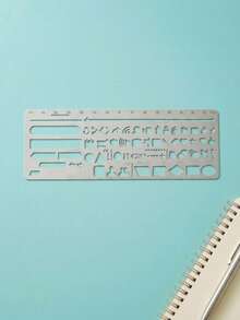 Joivida 1 Peça Régua Estêncil Multifuncional de Metal, Régua Molde Vazado de Aço Inoxidável com 60+ Formas, Molde Portátil DIY para Desenho para Diário, Scrapbooking, Estudo, Escritório & Viagem, com Ícones Fofos & Figuras Geométricas, 5 Estilos Disponíveis - Multicolor - Visão 6