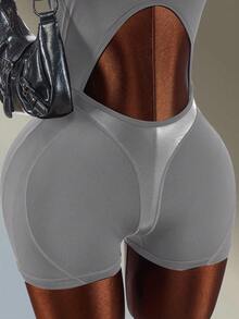 Amplova Mono deportivo de color liso sin espalda y ajuste ceñido - Gris - Ver 7