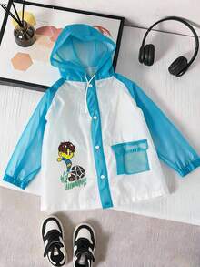 Impermeable Infantil con Capucha Estampado Divertido | Ligero, Cómodo y Resistente al Agua - Azul - Ver 2