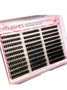 300pcs DIY Eyelash Extensions Kit, Fluffy Wispy Mixed 8-16mm Tray Lashes, 0.07mm Thin Soft Mink Strips For Home Salon Natural Volume Look - Black - View 1