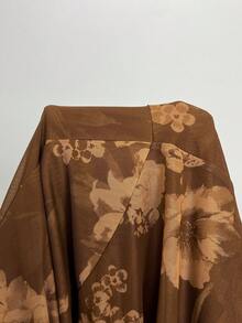 KARISMINA 女款花卉印花無袖優雅洋裝，附荷葉邊裙襬，適合度假 - 棕色 - 查看 7