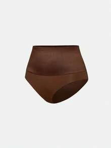 SHAPORA Women's Solid Color Elastic Waist Shaping Triangle Panties - Chocolate Brown - View 4