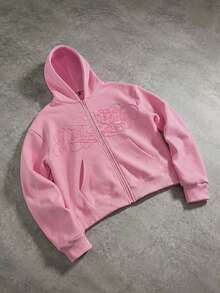 PAVTROS Men's Letter Towel Embroidered Hoodie - Pink - View 3