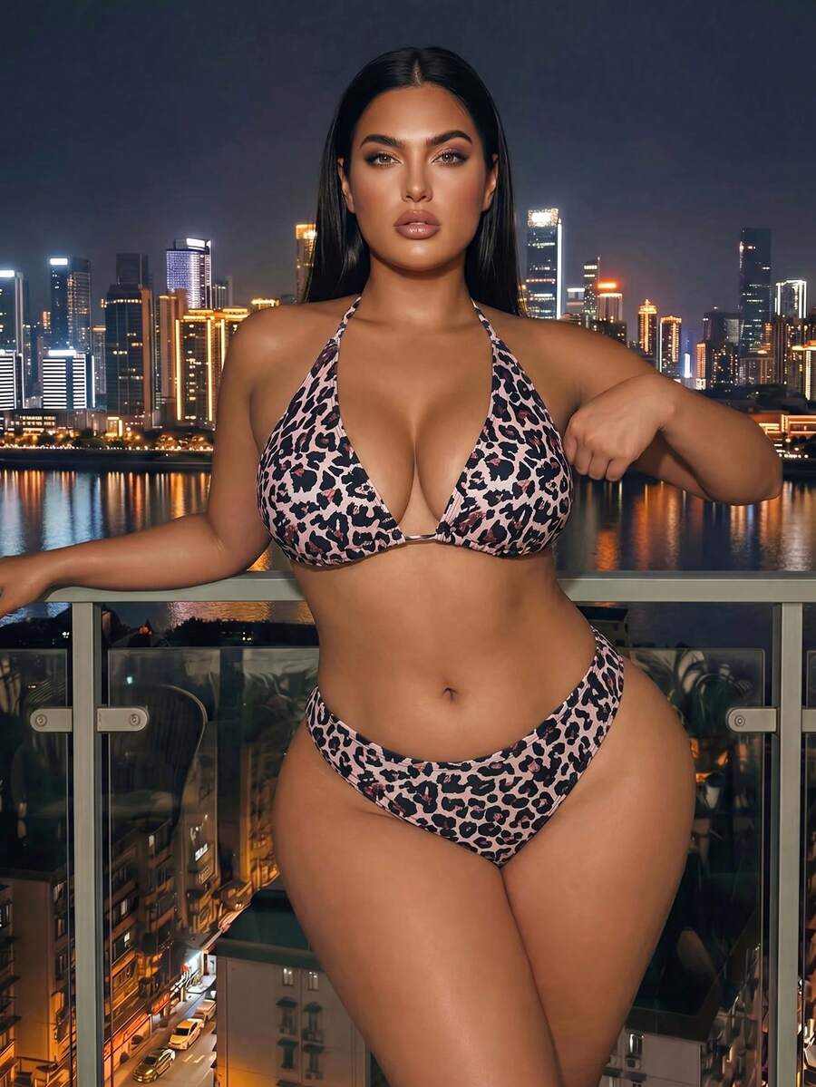 Swim SXY 大尺碼女款兩件式比基尼泳衣套裝,性感時尚沙灘度假泳池游泳遊艇夏季粉色 - 彩色 - 查看 1