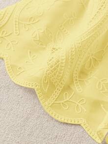 GlowEve CURVE 女款大尺碼夏季休閒純色刺繡無袖上衣 - 黃色 - 查看 5