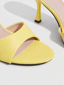 CUCCOO SZL Women's Fashionable And Versatile Outdoor High-Heeled Slippers, Suitable For Christmas And Spring Festival, Spring And Summer Party And Dance Vacations And Daily Wear - Yellow - View 3