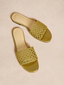 Rosivie Women's Bohemian Style Buckle Design Casual Flat Sandals Summer Shoes - Golden yellow - View 3