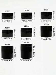 9 Pcs Black Plastic Jars With Lids, 7cm Diameter, Wide Mouth Design. Suitable For Storing Beads, Rhinestones, Sequins, Cosmetics, Lotions, Face Creams, Ointments And More. 7 Capacities Available For Selection. - Black - View 7
