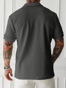 Manfinity Homme 男士大尺碼成熟休閒短袖 Polo 衫 - 深灰色 - 查看 2
