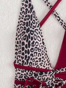 Swim SXY 1 pieza/Set Traje de baño de una pieza con estampado de leopardo aleatorio, corte extremadamente bajo & corte alto - Multicolor - Ver 4