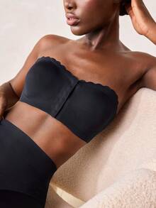 Veilyse Bra Camisole Seksi Wanita Tanpa Tali, Tanpa Jahitan, Penutup Depan, Tanpa Kawat, Anti Selip, Pakaian Dalam Tak Terlihat - Hitam - View 10