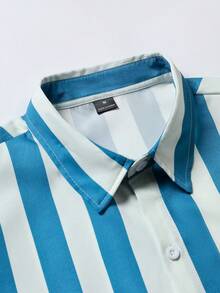 Manfinity Homme Camisa casual de manga corta con rayas y un solo botón para hombre (corte aleatorio) - Multicolor - Ver 5
