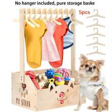 1 Wooden Pet Toy Storage Box, Dog Toy Sorting Basket, Used For Storing Pet Toys, Blankets, Leashes, And Food, Excluding Hangers - Multicolor - View 6