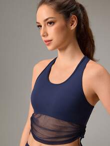 OutZeal Women Outdoor Tank Hiking Camping Gym Breathable Mesh Panel Cropped Non-Sleeve T-Shirt Summer - Navy Blue - View 8