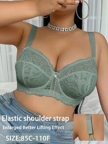 Divavoom Plus Size Lace Underwire Bra, 1pc - Dark Green - View 6