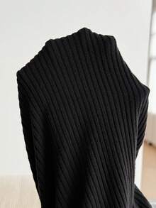 SHEIN Maternity Casual Soft Form Versatile Solid Color High Waist Leggings, Summer, Black Work Photoshoot Gender Reveal Party - Black - View 7